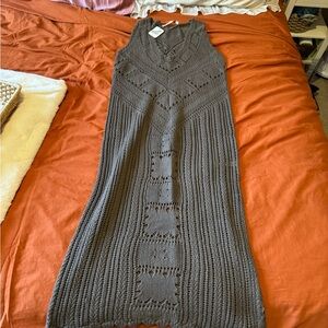 NWT Free People Beach brown knit coverup midi dress size xs